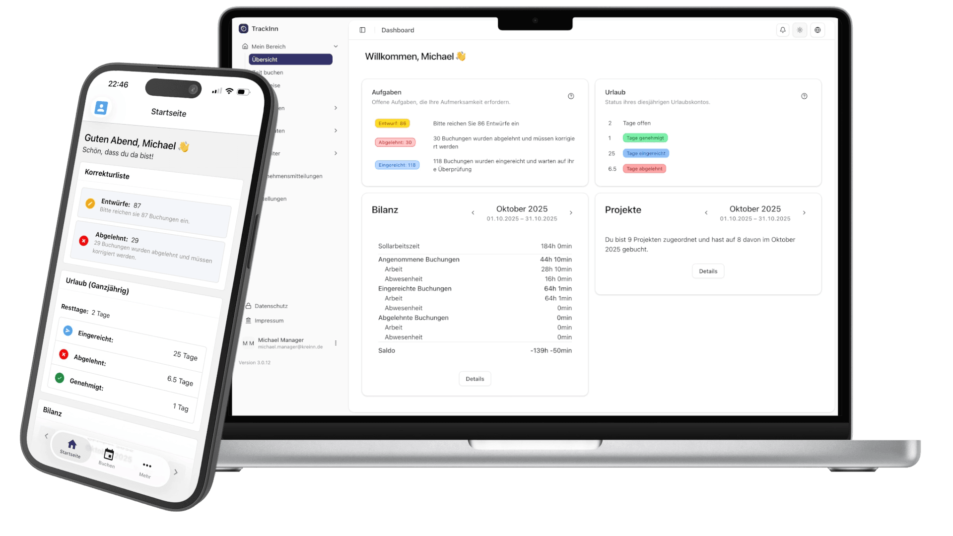 TrackInn App auf verschiedenen Geräten